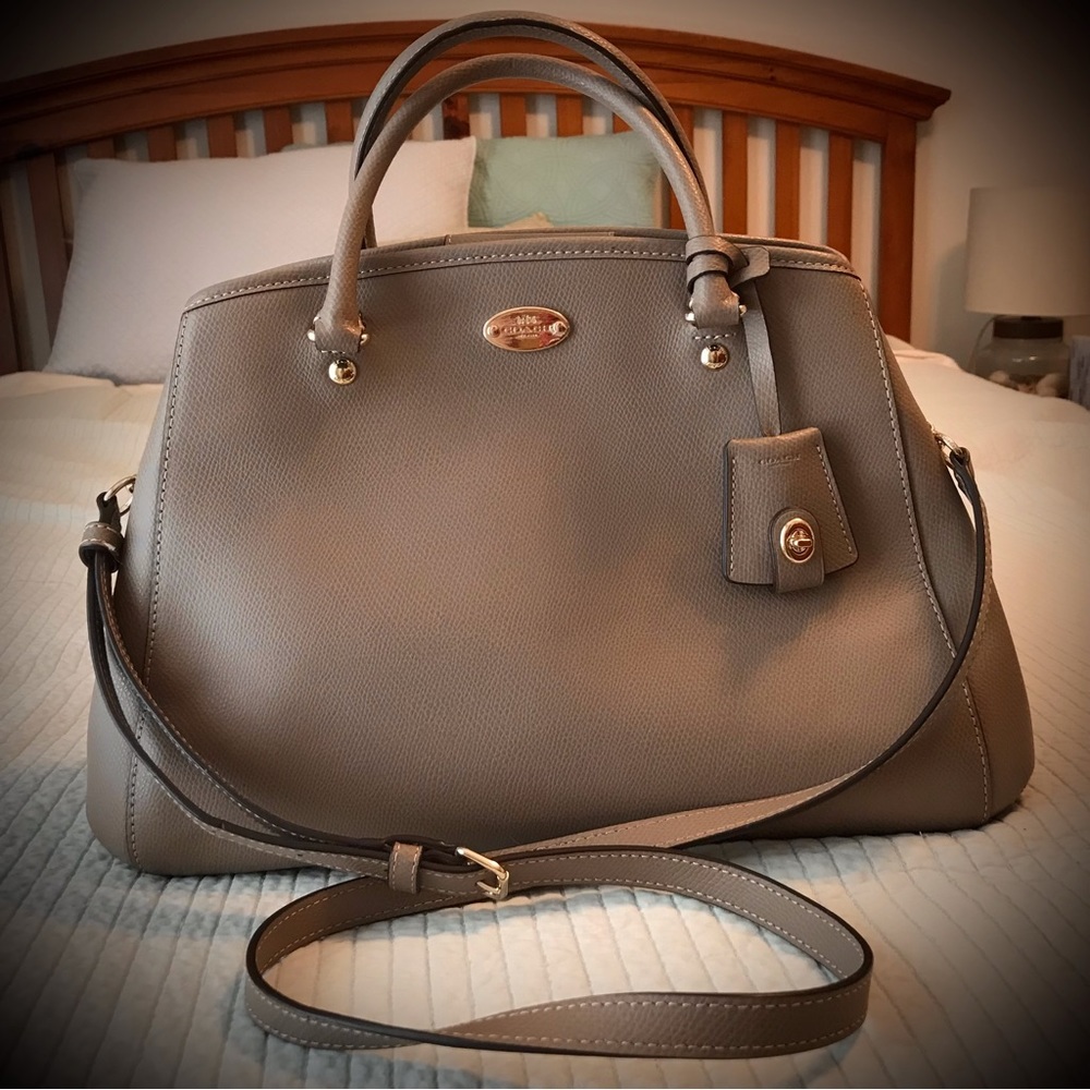 Coach Crossgrain Leather Margot Carryall Bag, taupe/tan, model F34607
